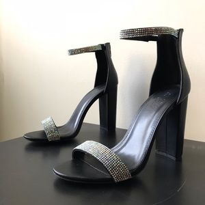 Rhinestone Wide Heel